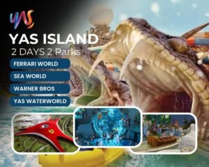 Yas Island 2 Days 2 Parks Pass – Ferrari World, Warner Bros. World, Yas Waterworld, and SeaWorld Abu Dhabi.